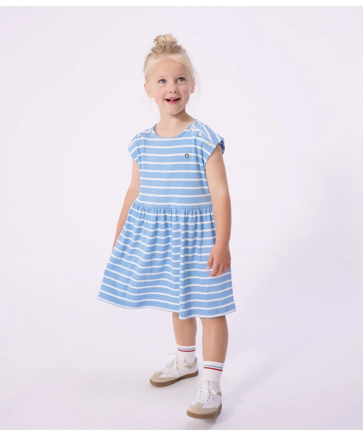 Детское платье без рукавов с полосатым принтом PETIT BATEAU, White Blue