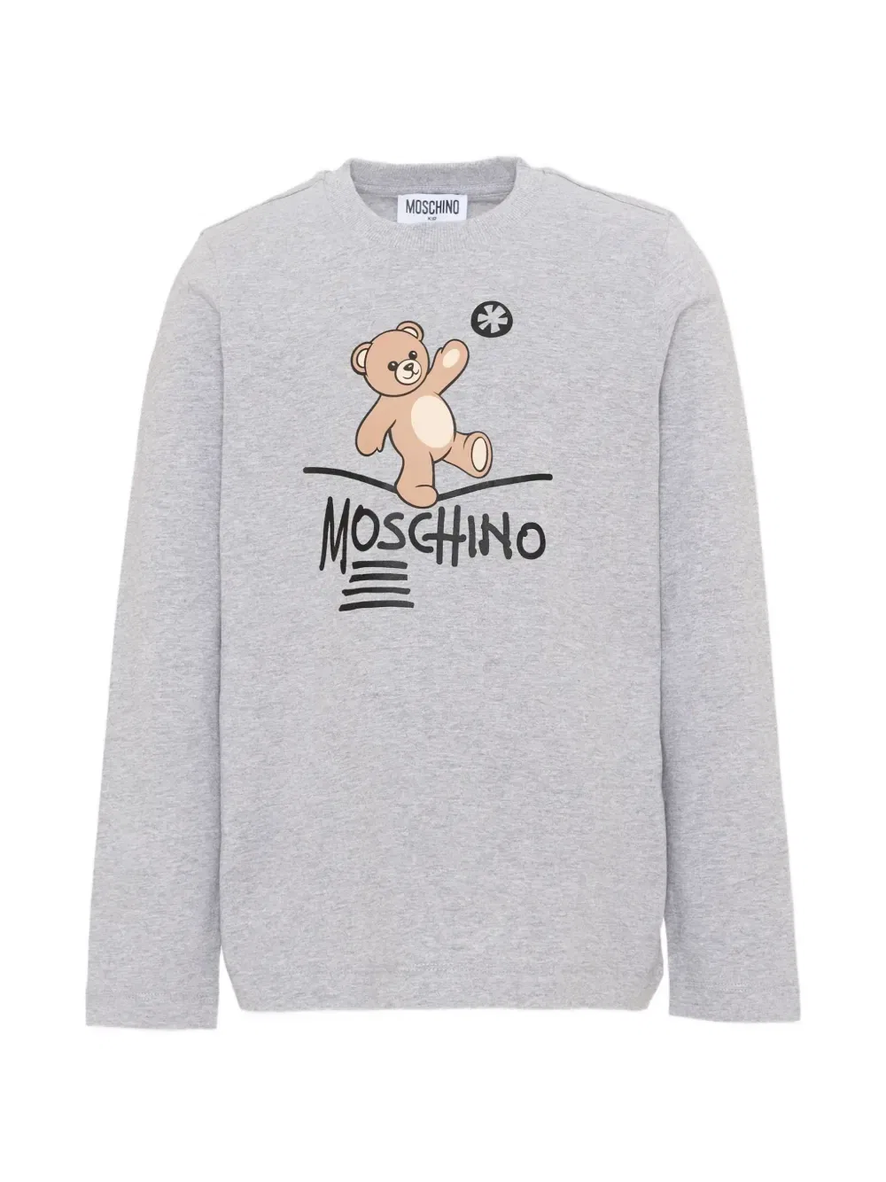 Футболка с длинным рукавом и плюшевым мишкой Moschino Kids, серый