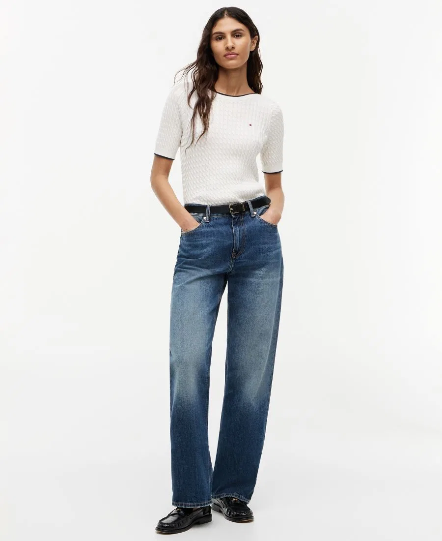 Свитер с лодочкой и коротким рукавом, модель Boat Neck Short-Sleeve Cotton Sweater Tommy Hilfiger, Ivory Petal — фото 2