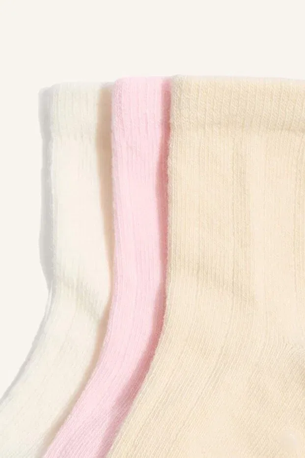 Детские носки для девочек хлопковые 3 шт Defacto, Light Pink-Sf1 — фото 3