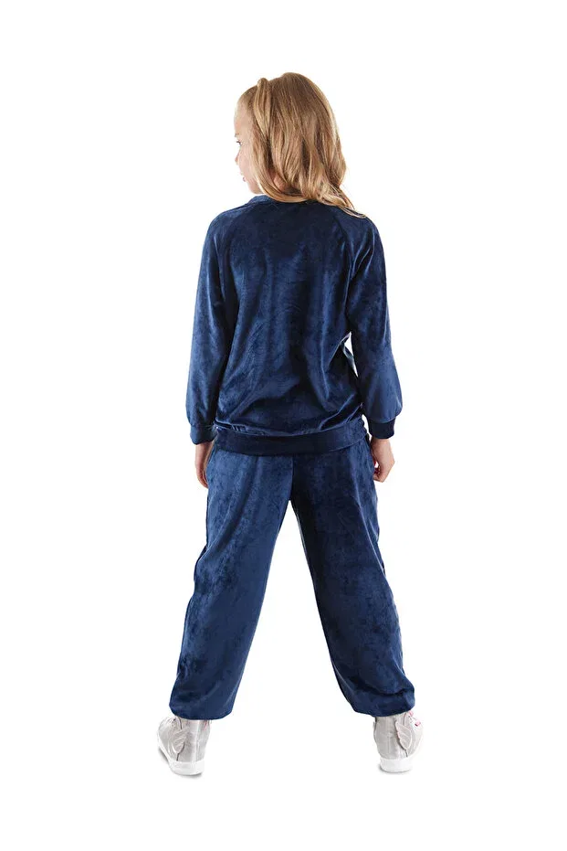Детский спортивный костюм для девочек с принтом Unicorn Denokids, Navy Blue — фото 3