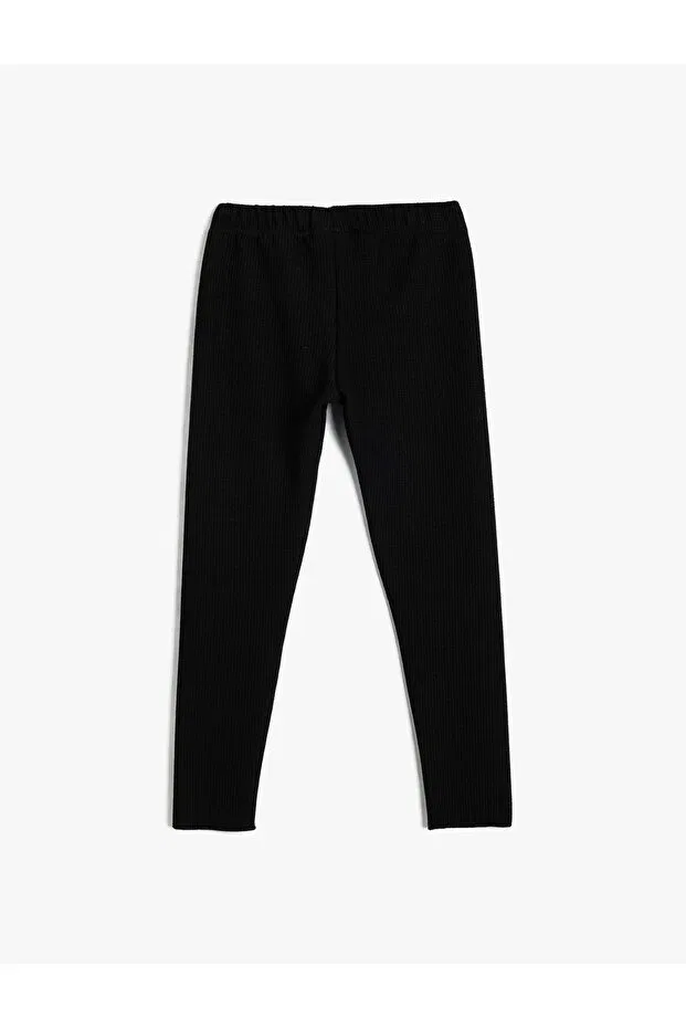 Детские леггинсы для девочек с рифленой вязкой Koton, Black — фото 2
