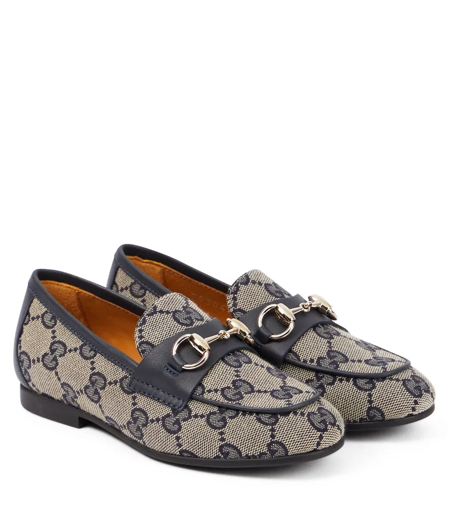Лоферы Horsebit GG Canvas Gucci Kids, бежевый