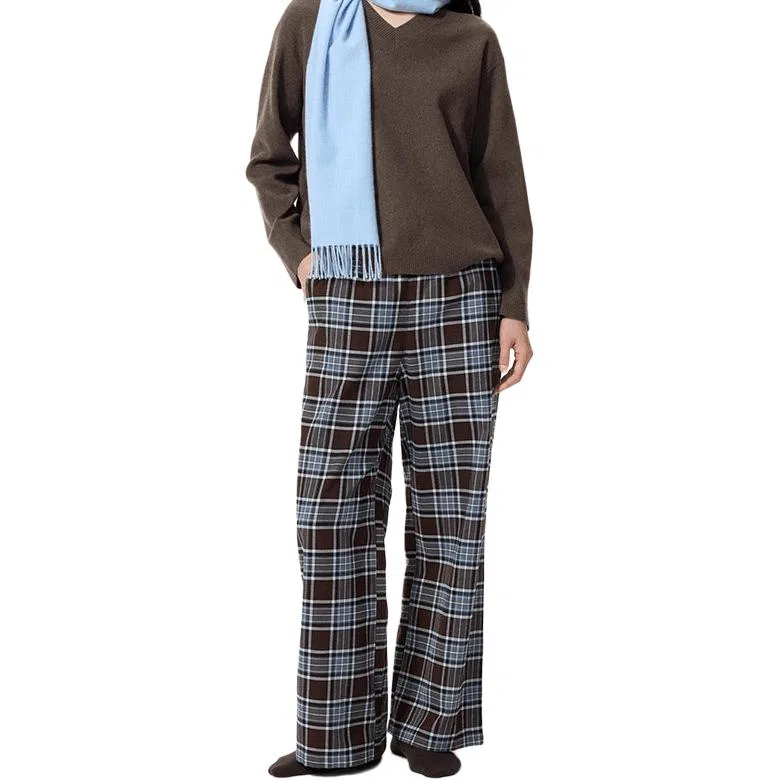 Женские брюки повседневные прямого кроя Dark Umber UNIQLO, Dark Umber