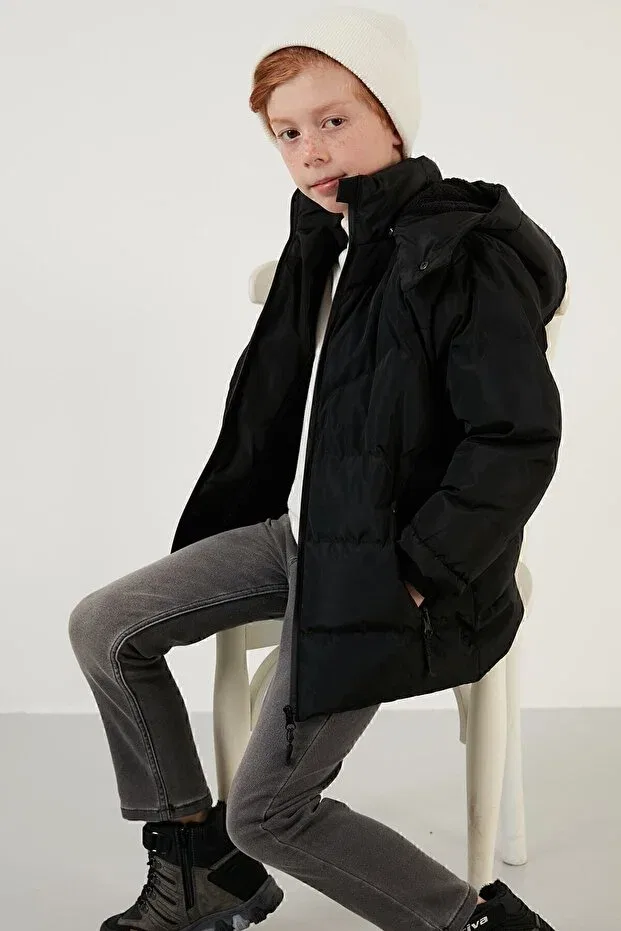 Детское зимнее пальто для девочек с капюшоном Lela, Black