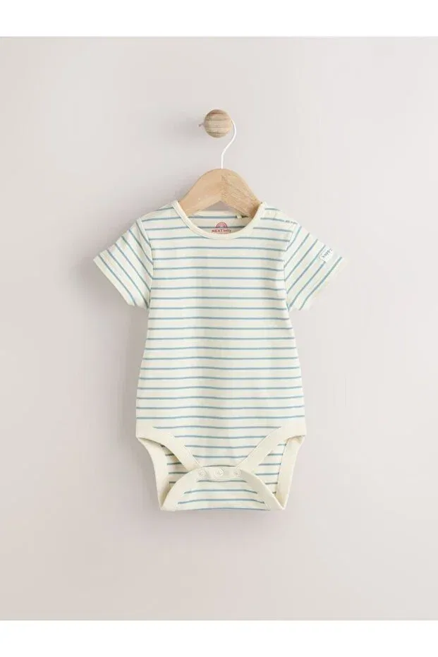Детский комбинезон-боди с принтом 100% Cotton Blue Sea Salopet Bodysuit Set Next Baby, Multicolor — фото 4