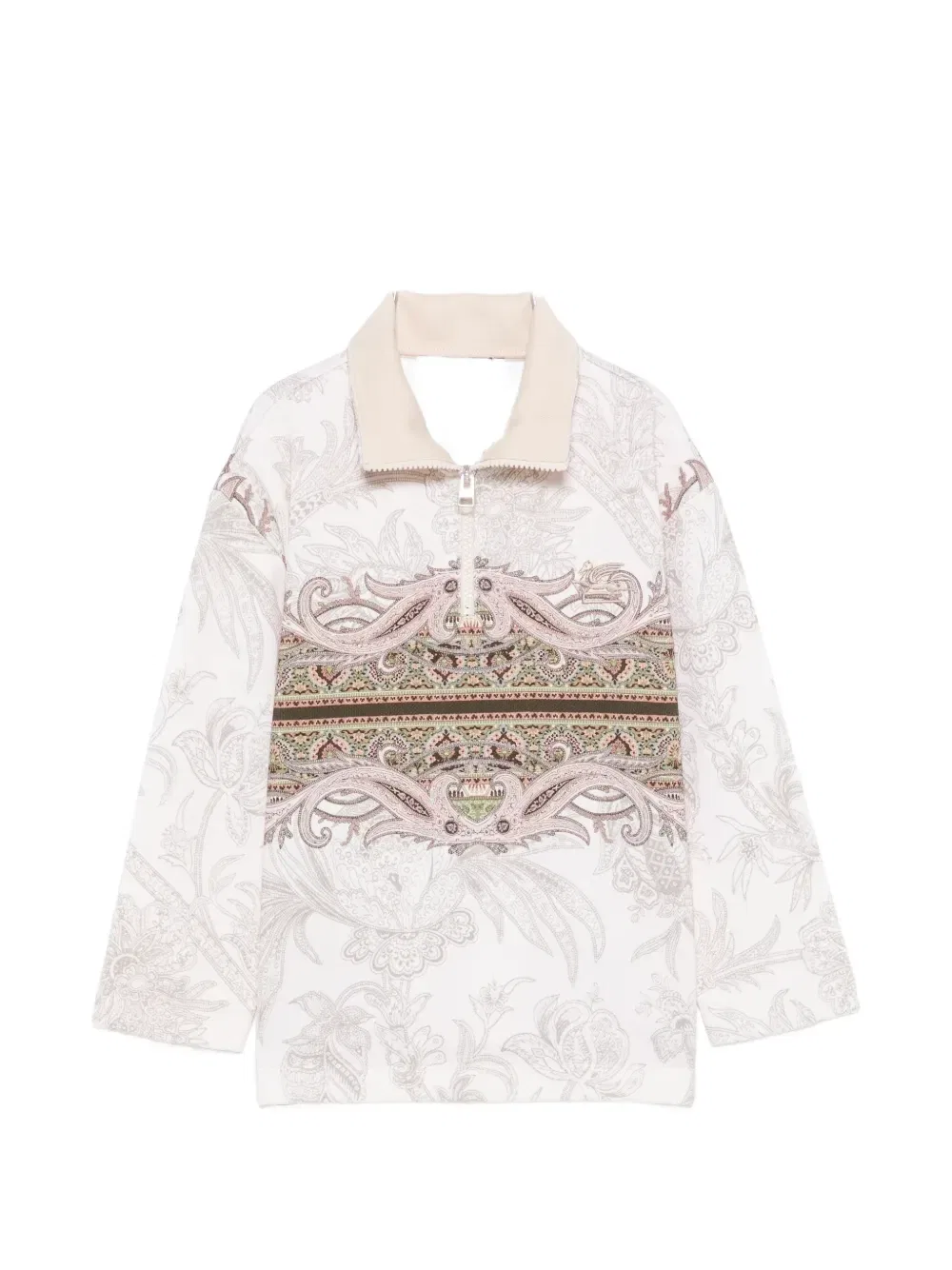 Свитшот на молнии с принтом пейсли Etro Kids, белый