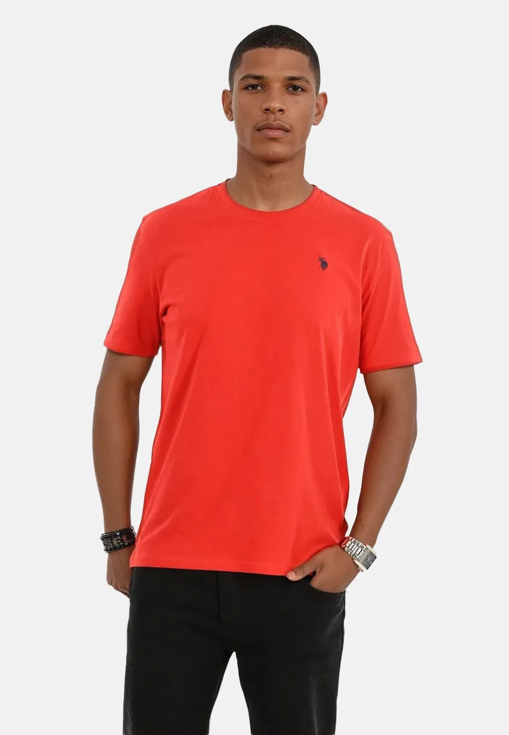 Мужская базовая хлопковая футболка U.S. Polo Assn., Red-Navy — фото 2