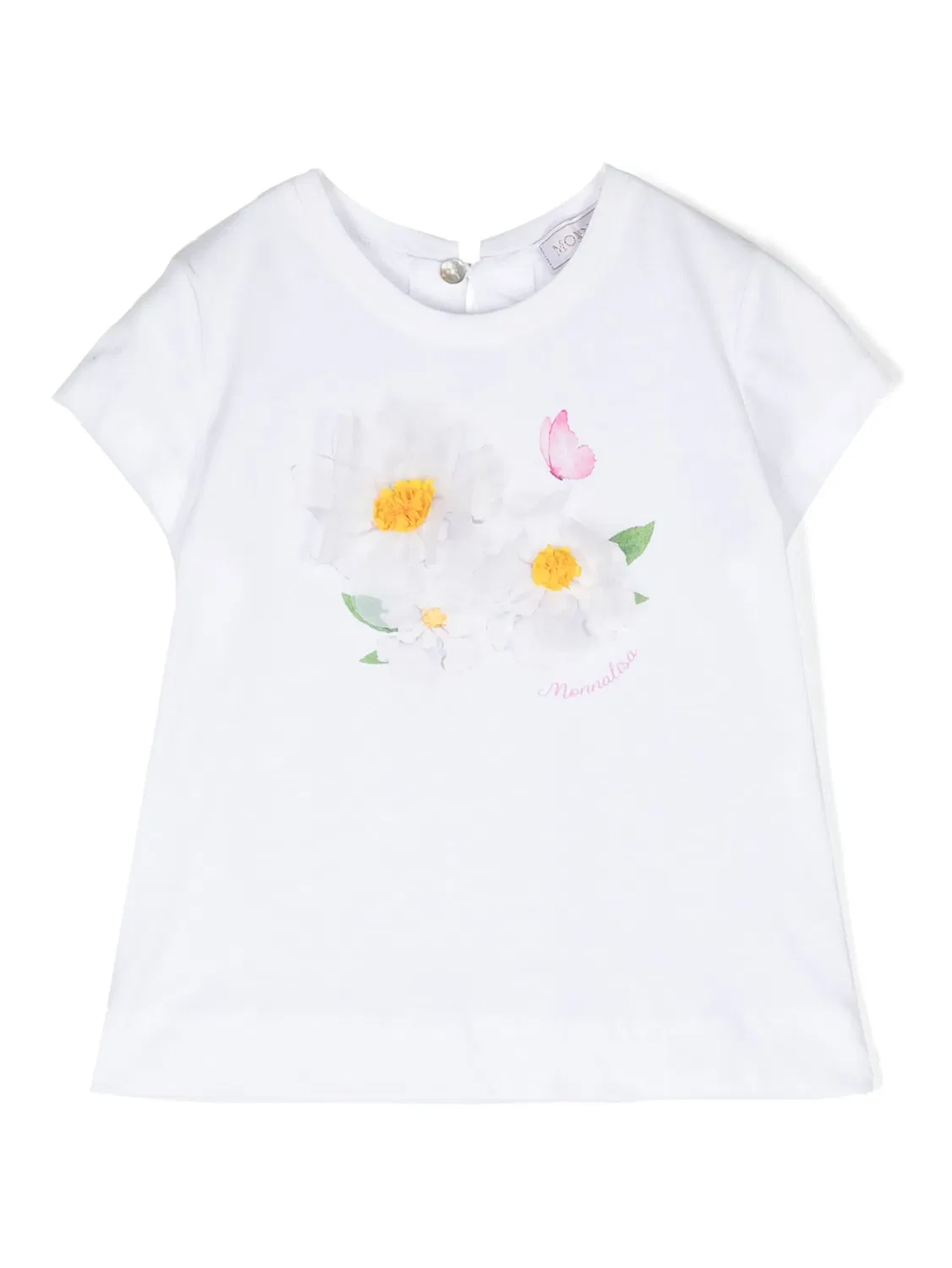 Футболка St. Flowers из хлопка Monnalisa, белый