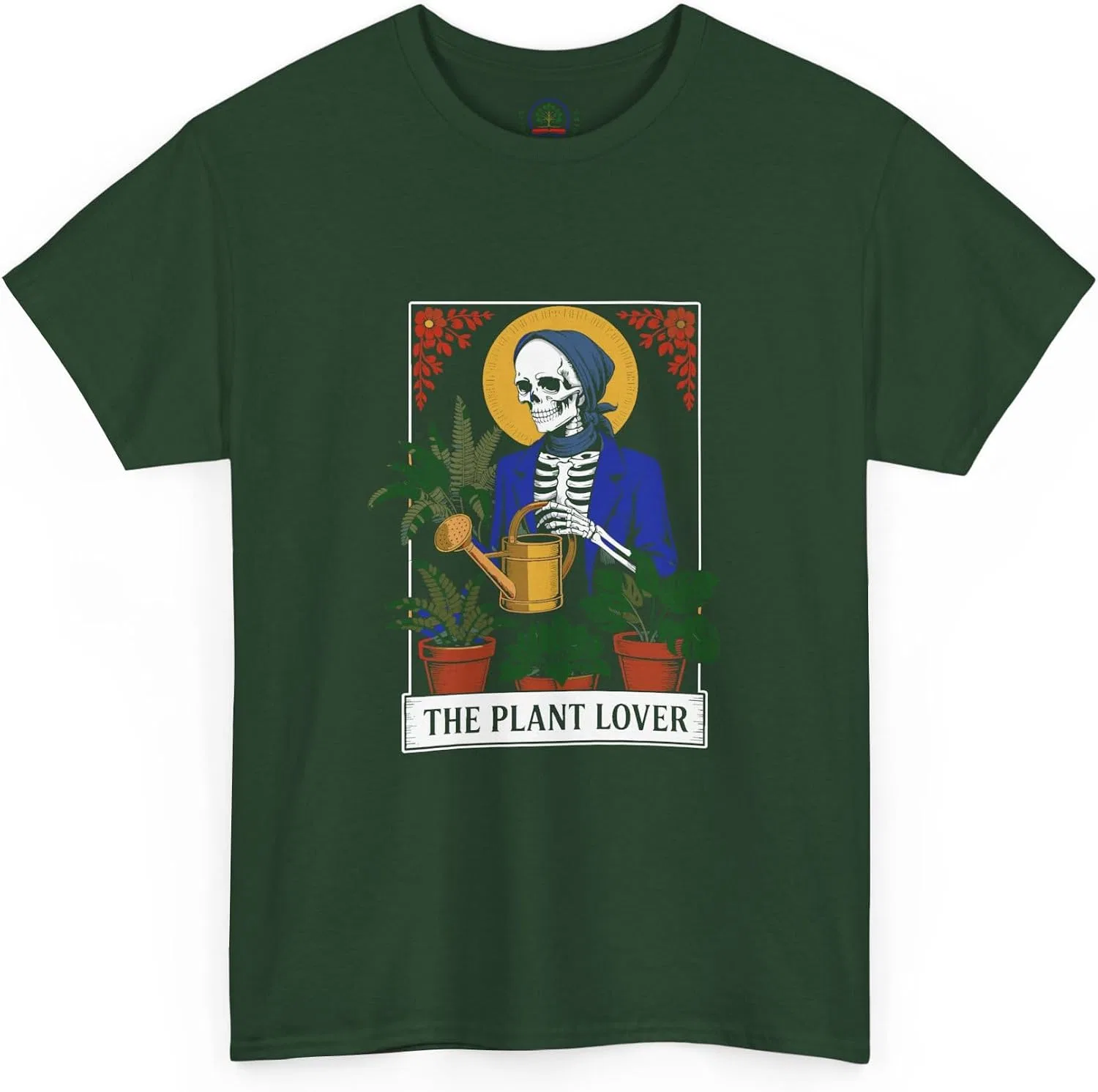 Мужская футболка с принтом Tarot Card Plant Lover Tee, тёмно-зелёный — фото 3