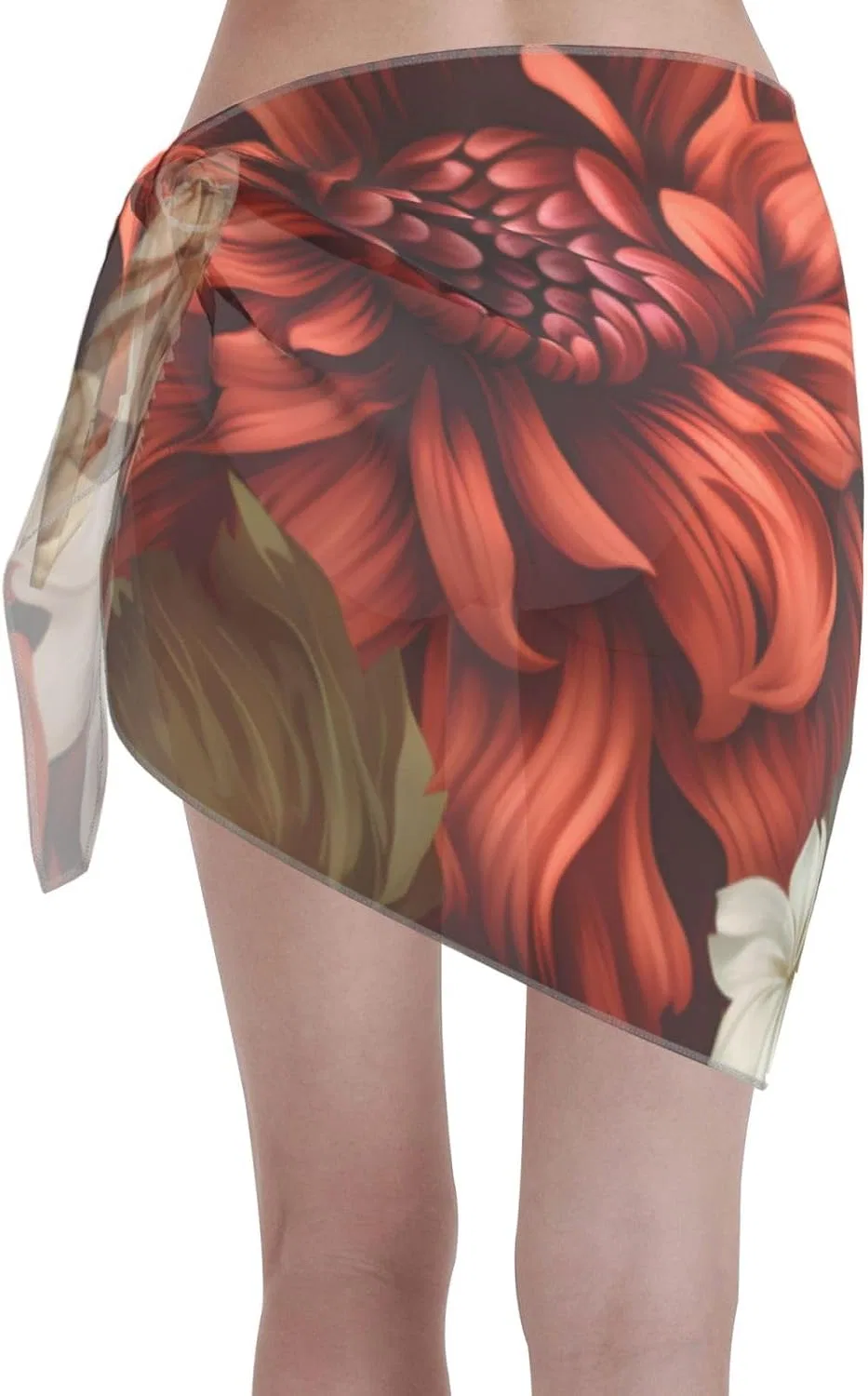 Женская пляжная накидка с цветочным принтом, Pink Red Roses Print — фото 2