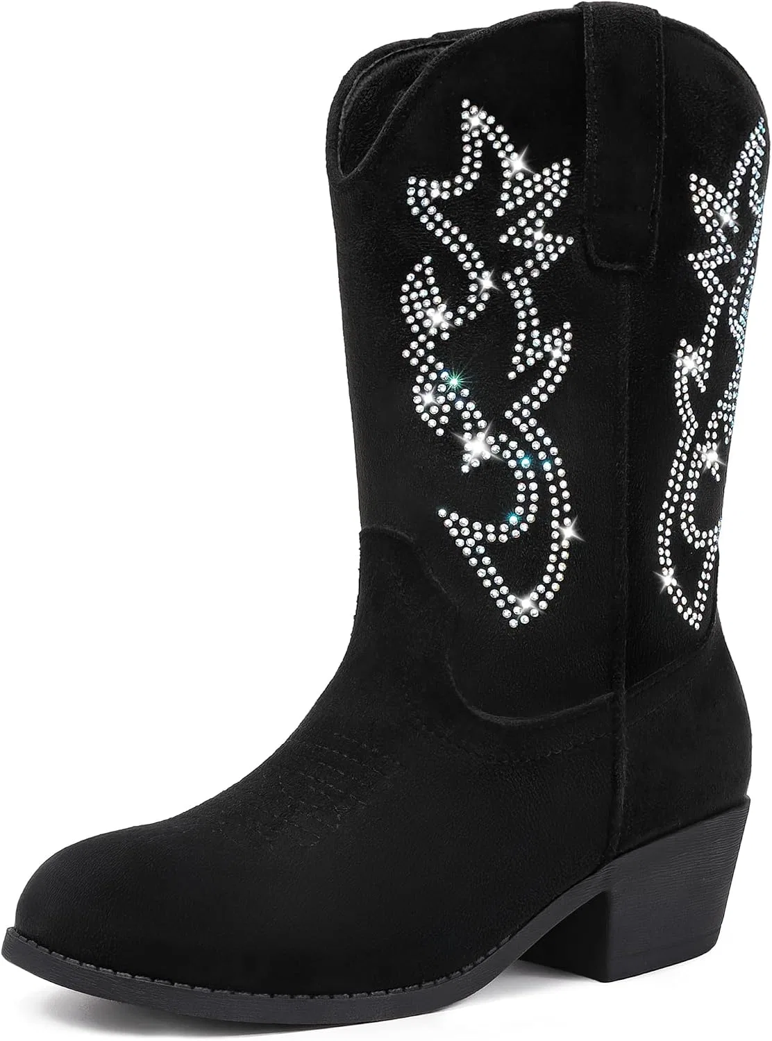 Детские сапоги для девочек со стразами Cowboy Boots LAURMOSA, Black Suede