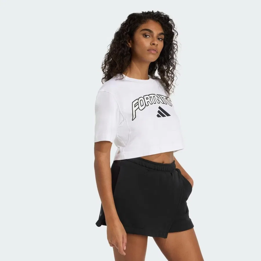 Футболка женская с принтом x Fortnite Crop adidas, Белый — фото 3