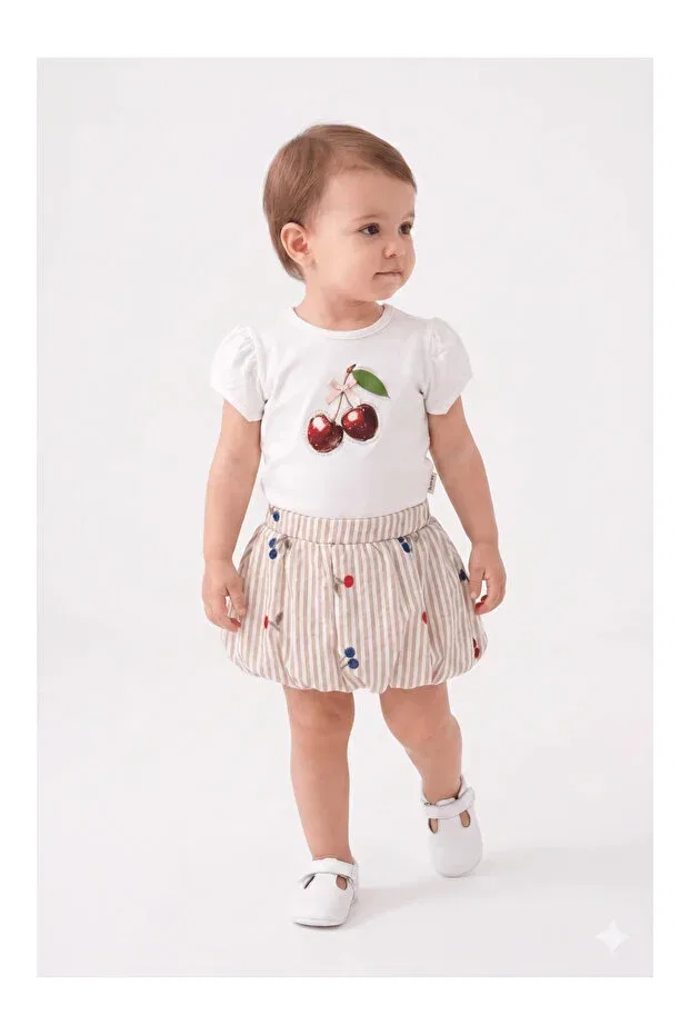 Детский комплект с принтом Cherry Summer Skirt Set Mini Baray, Brown