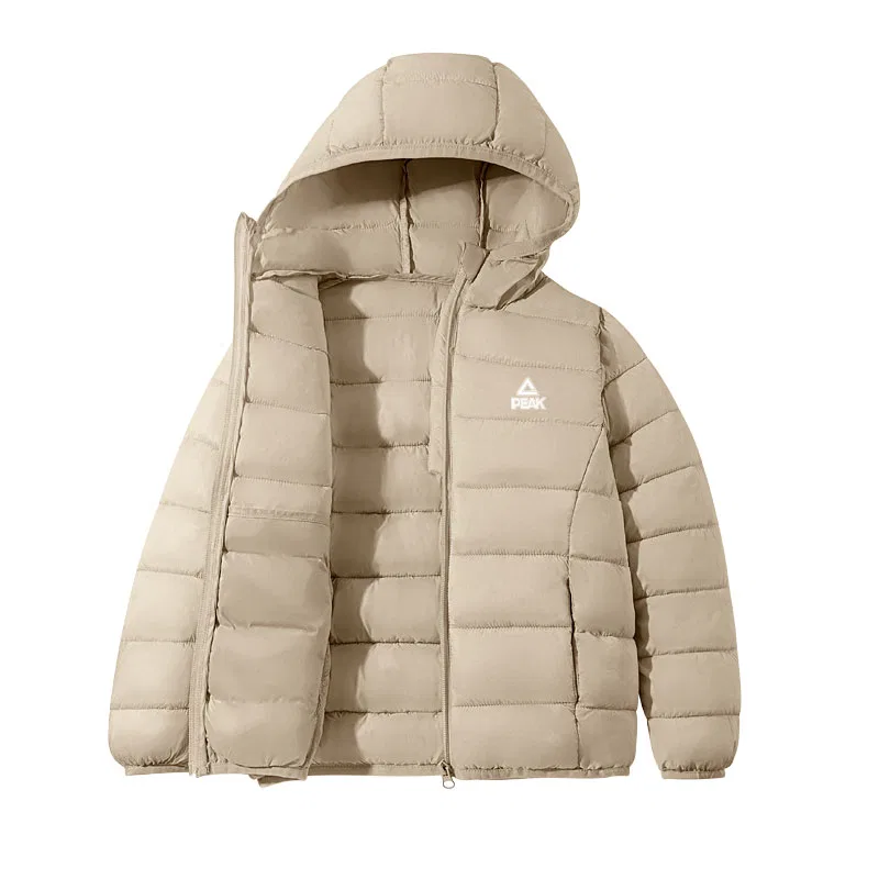 Детская пуховая куртка с капюшоном PEAK Light Khaki/PK Pure White