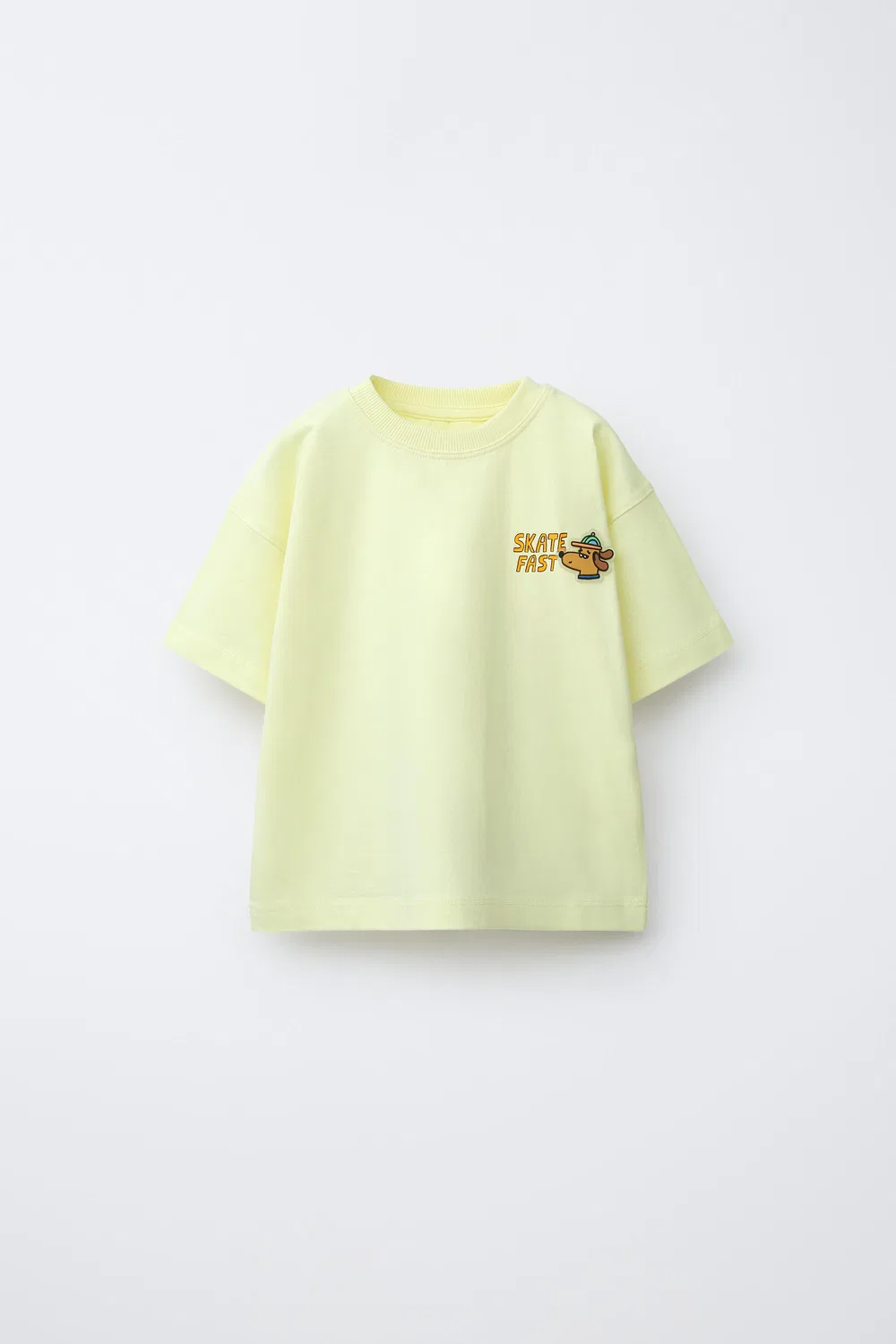 Прорезиненная футболка с динозавром ZARA, Neon Yellow