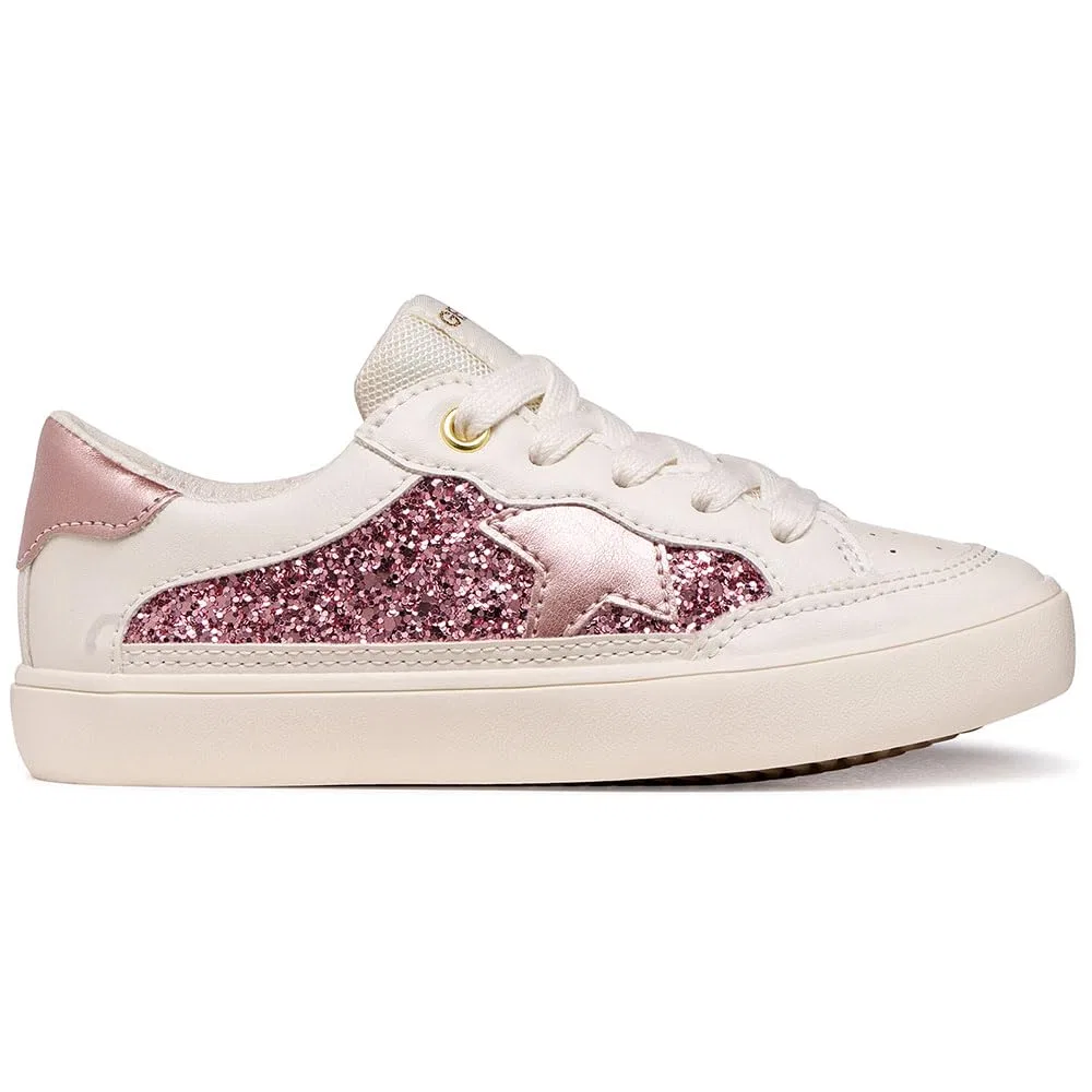 Детские кроссовки для девочек с блестками J Gisli Girl B Geox, Lt Ivory Lt Rose