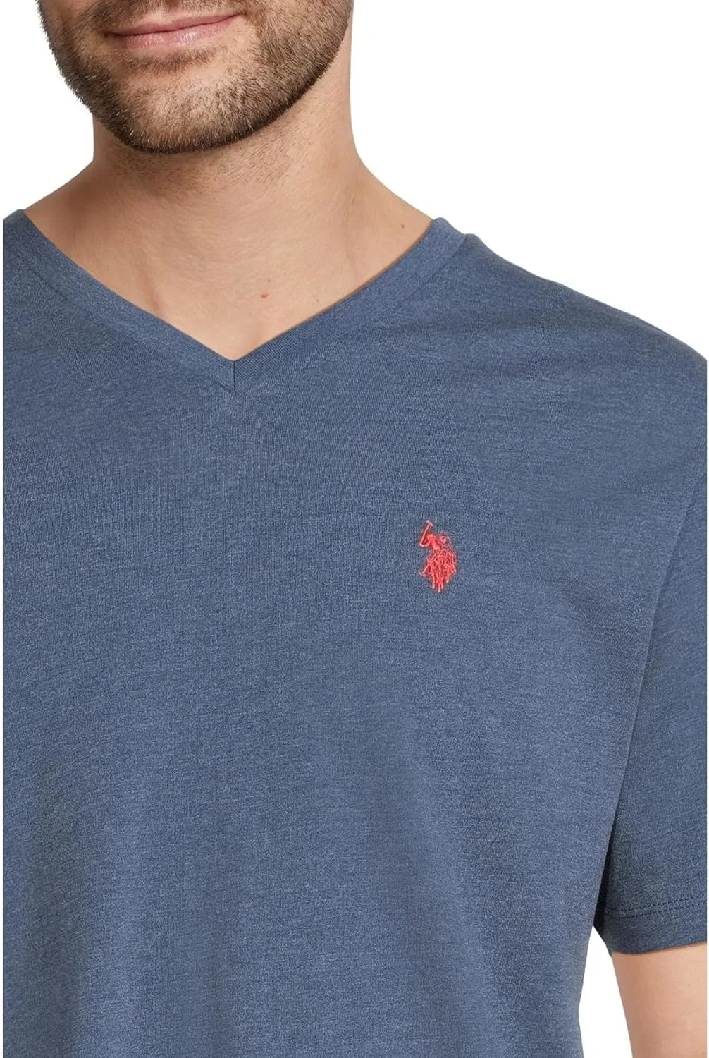 Мужская футболка с V-образным вырезом U.S. Polo Assn., Blue Water Heather — фото 4
