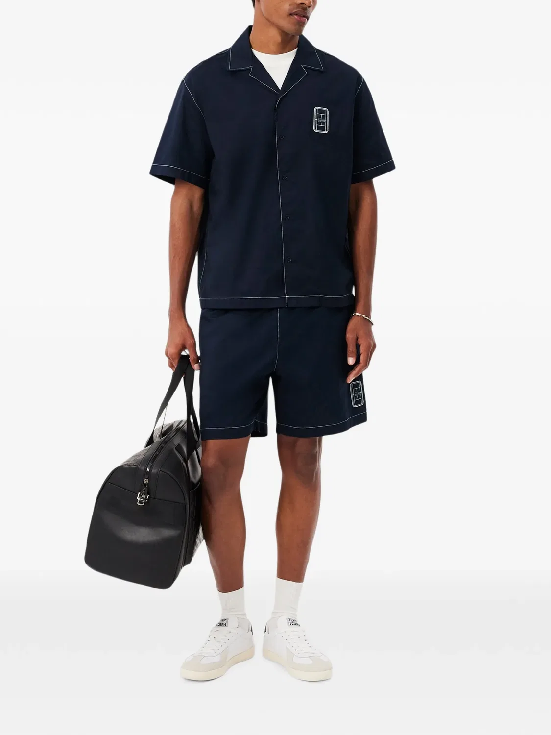 Рубашка с контрастной строчкой синего цвета Lacoste, синий — фото 3