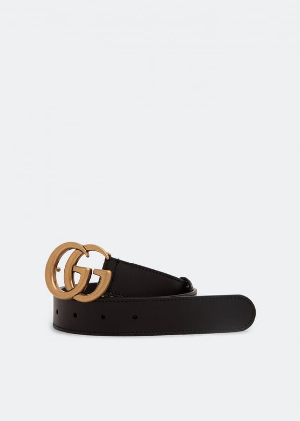 

Ремень GUCCI Double G leather belt, черный