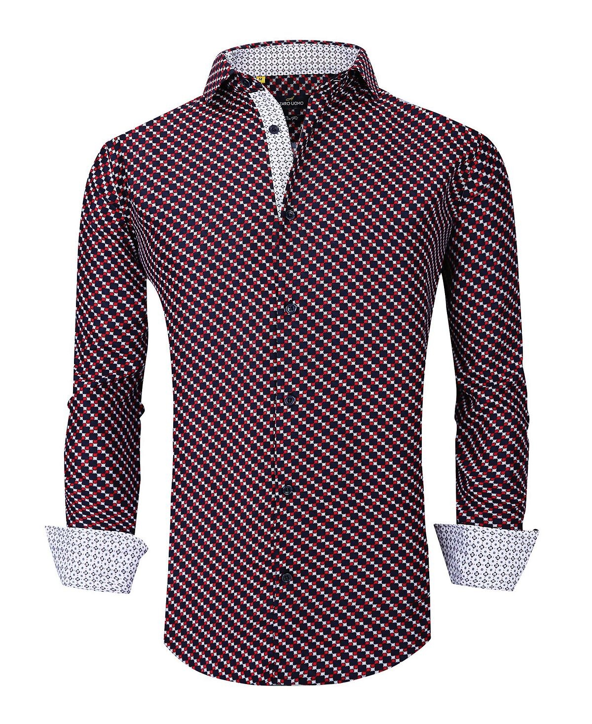 

Мужская классическая рубашка slim fit business в морском стиле на пуговицах Azaro Uomo, темно-синий