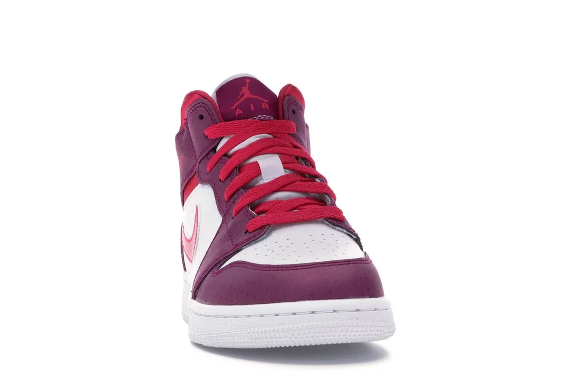 Детские кроссовки с цветным дизайном Jordan 1 Mid, True Berry/Rush Pink-White — фото 2