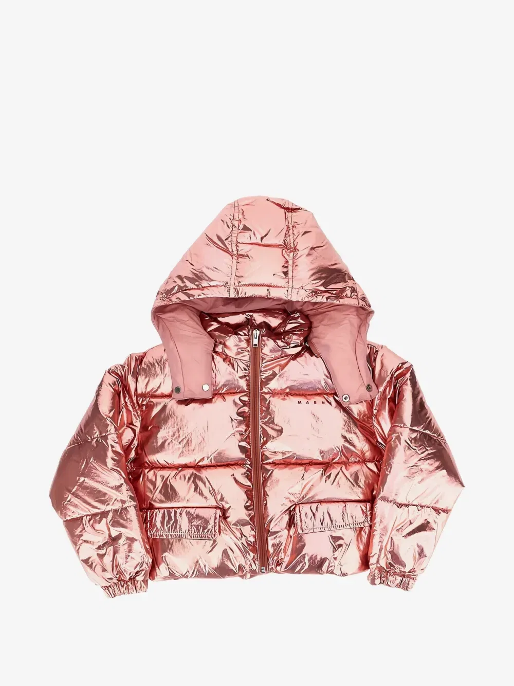 Утепленная куртка с эффектом металлик Marni Kids, розовый