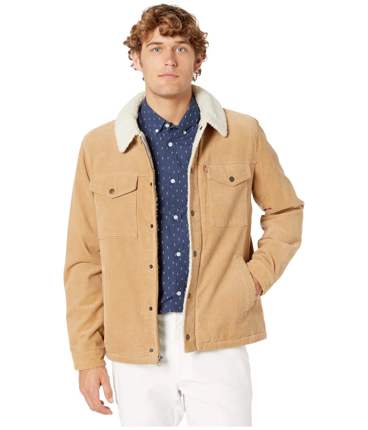 Мужская куртка-джинсовка с флисовой подкладкой Type 3 Levi's, Light Brown Corduroy