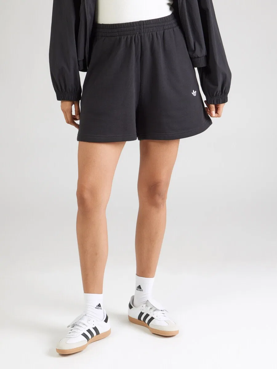 Шорты ADIDAS ORIGINALS с широкими штанинами 'ESS FT' черного цвета — фото 3