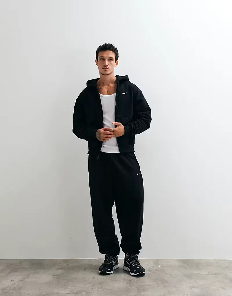 Толстовка Nike Solo Fleece оверсайз с двойной застежкой-молнией, черный — фото 3