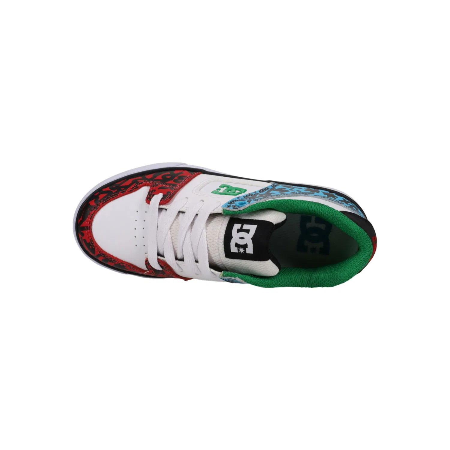 Детские кожаные кроссовки с подушкой Pill-Pattern DC Shoes, White/Blue/Red — фото 4