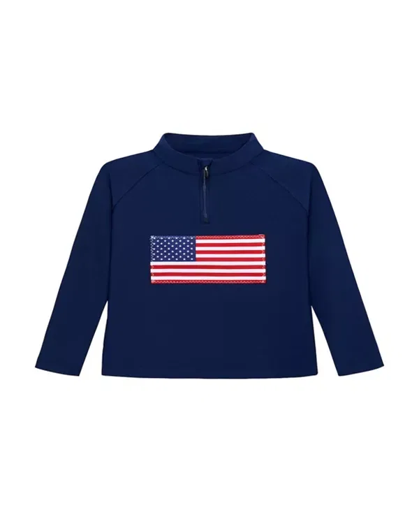 Детский пуловер с полузастежкой для мальчиков с принтом Courtside Kids, Flag Print