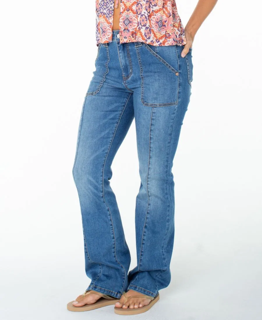 Джинсы клеш с высокой посадкой в стиле карго Roxy, Ocean Blur Denim Wash — фото 2