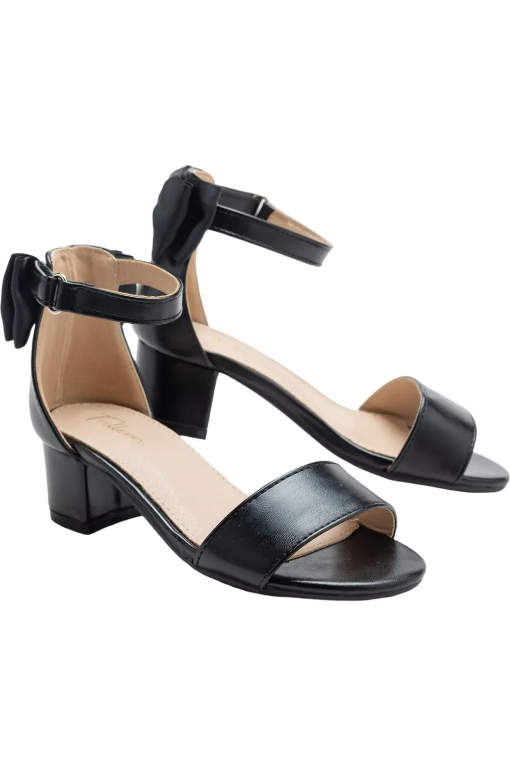 Детские сандалии на блок-каблуке Satin Banded Block Heels Tulleen, черный — фото 3