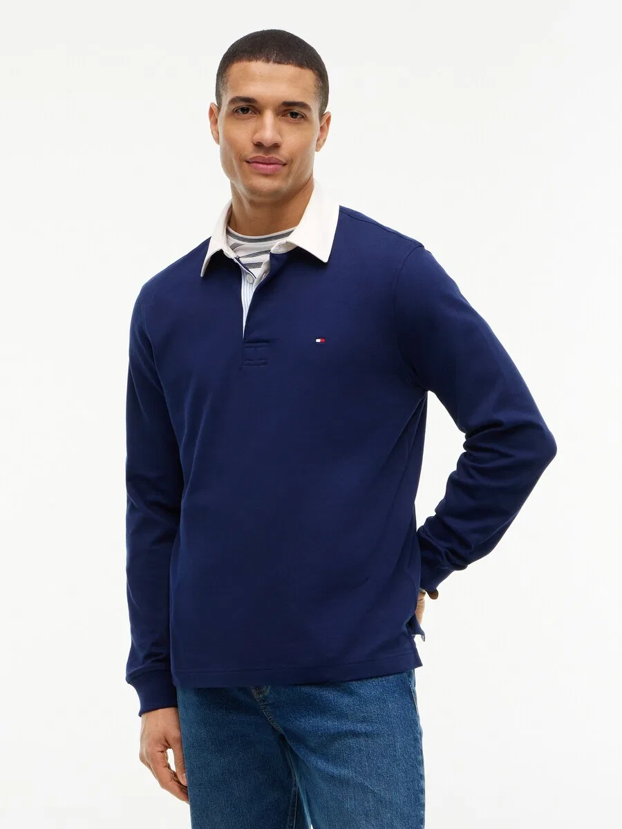 Футболка TOMMY HILFIGER ESSENTIAL темно-синего цвета — фото 2
