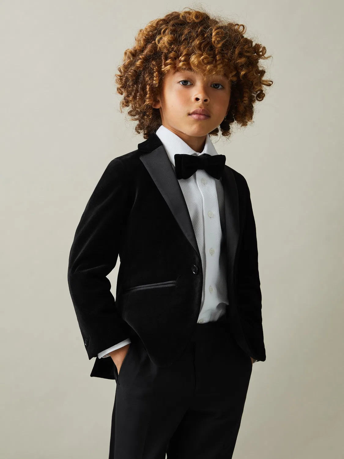 Блейзер однобортный из бархата Black Ace Reiss, черный — фото 3