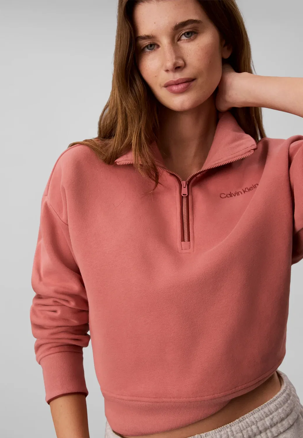 Толстовка с застежкой-молнией на четверть длины Calvin Klein, Canyon Rose — фото 4