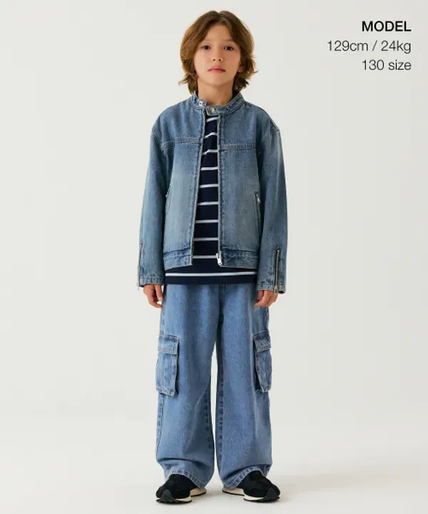 Джинсовая куртка-рейсер, Musinsa Standard Kids, Light Indigo — фото 2