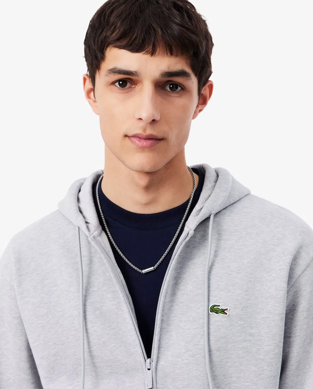 Мужская худи Lacoste с капюшоном из футера, Gris Oscuro — фото 3