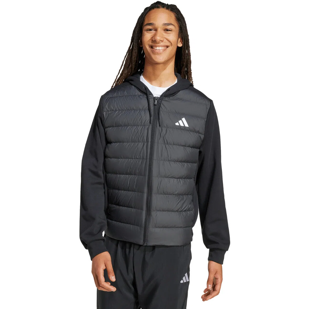 Мужская куртка с капюшоном adidas Essentials Climawarm Hybrid Down Hooded, Schwarz