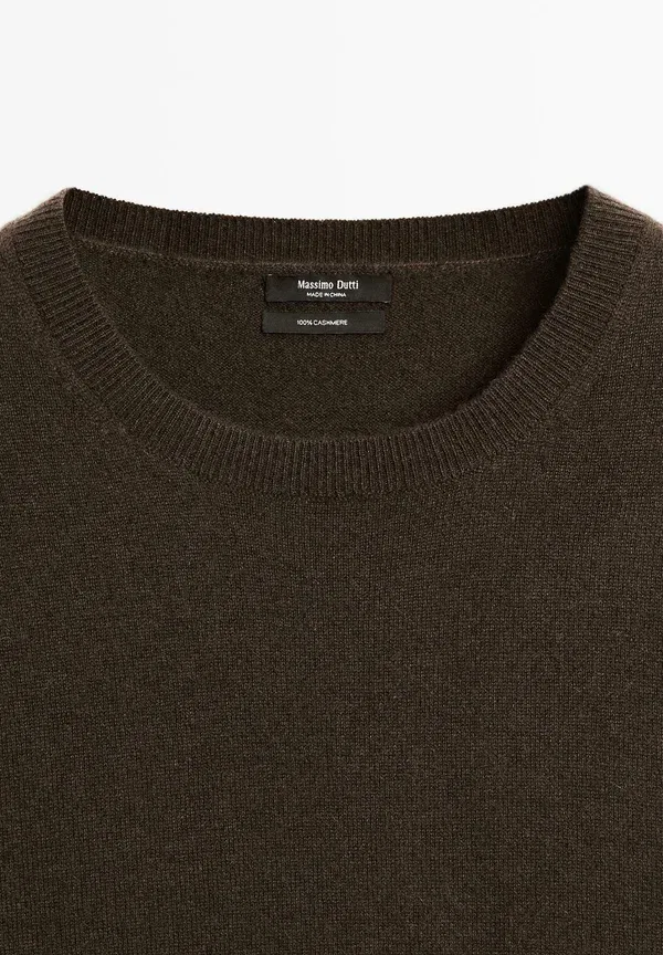 Футболка из кашемира Basic t-shirt Massimo Dutti, коричневый — фото 3