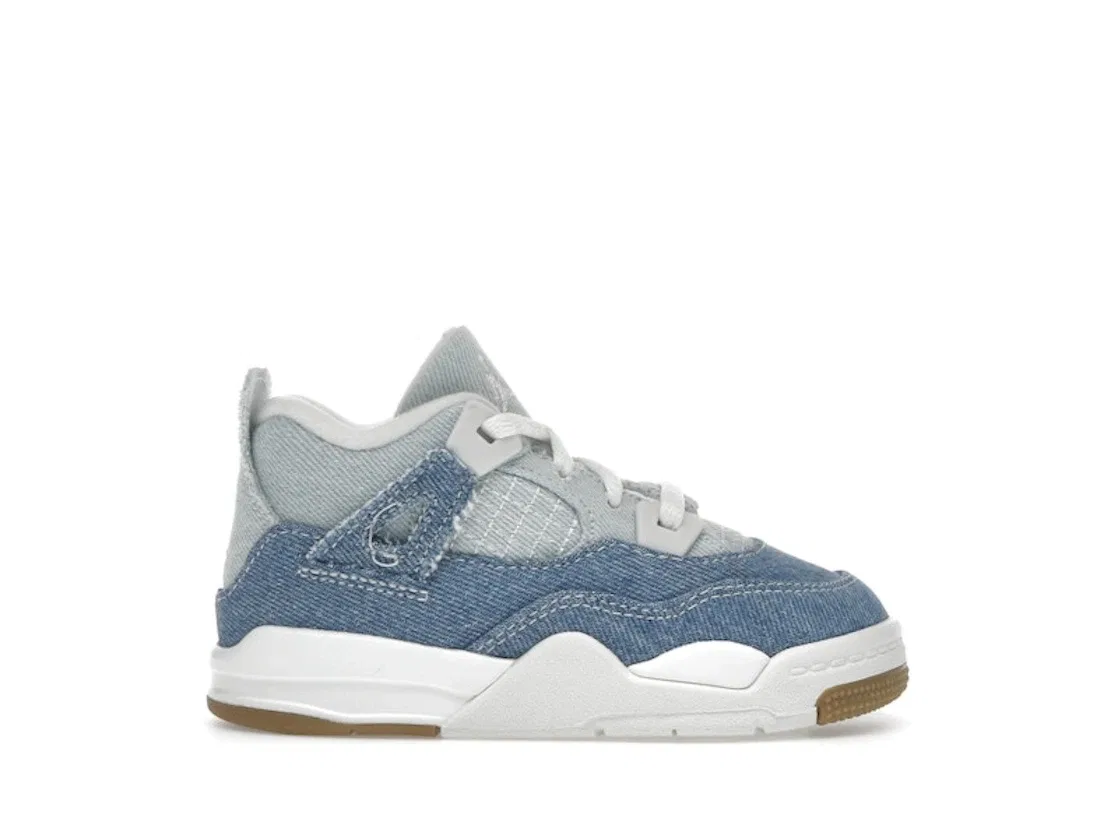 Детские кроссовки Lifestyle с джинсовым верхом Jordan 4 Retro TEX Jordan, Sail Gum Light Brown Worn Blue Sail Metallic Gold