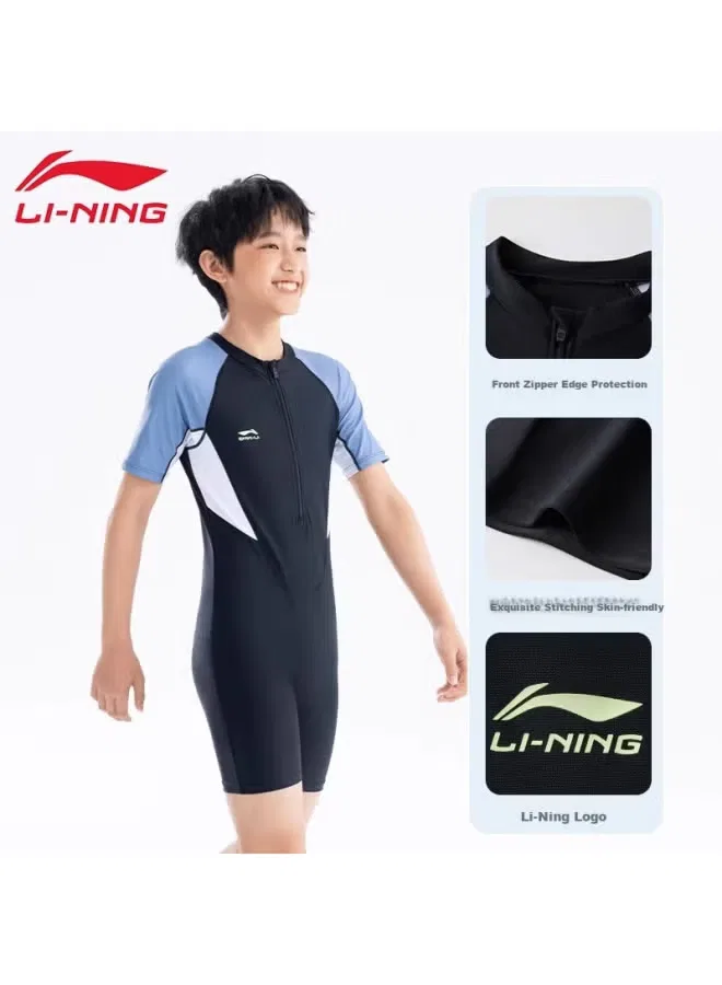 Плавки-комбинезон для мальчиков с длинным рукавом Li-Ning, черный — фото 2