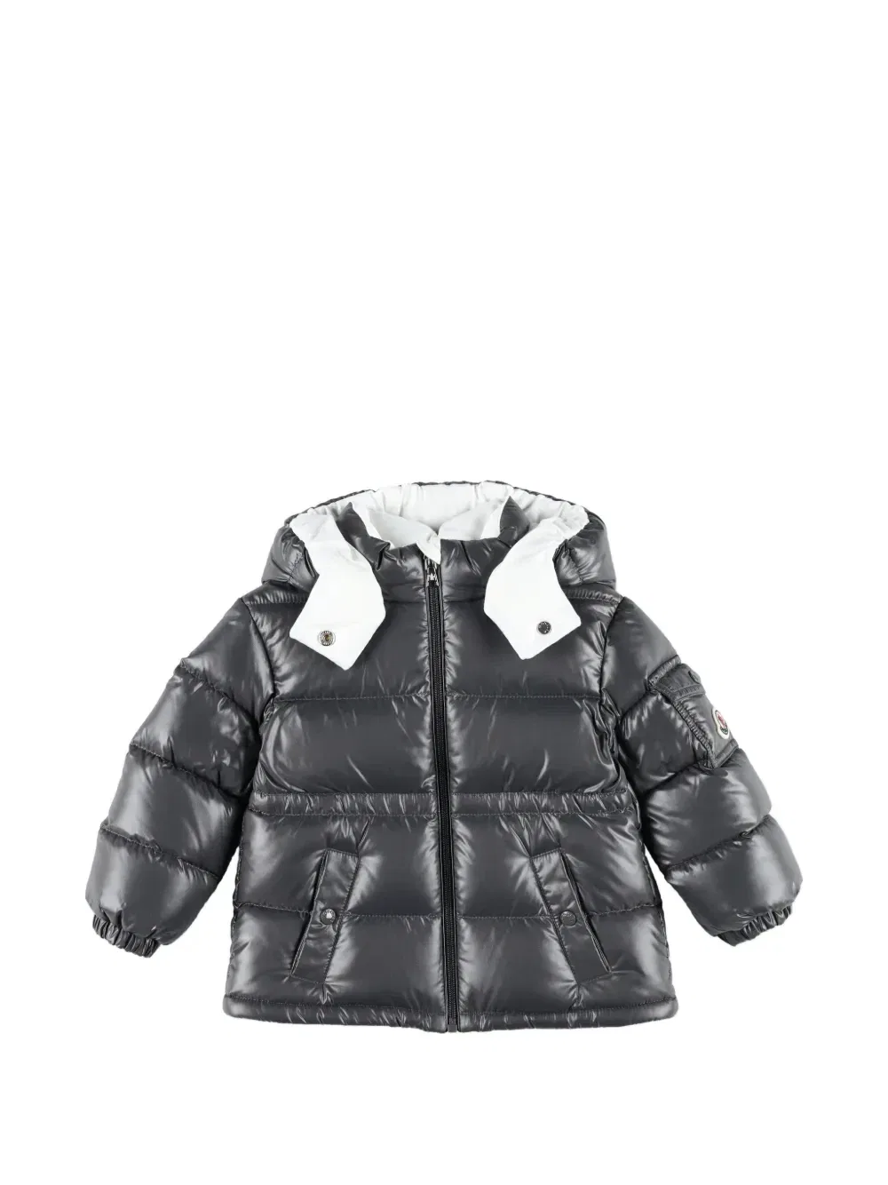 Стеганый пуховик с капюшоном Moncler Enfant, синий