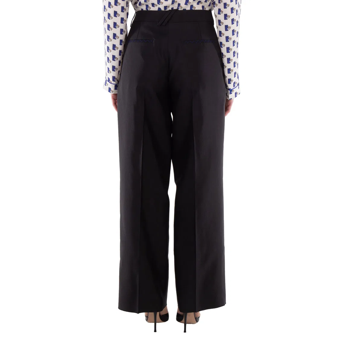 Брюки классические с защипами Wool Silk Pleated Tailored Trousers Burberry, Black — фото 3