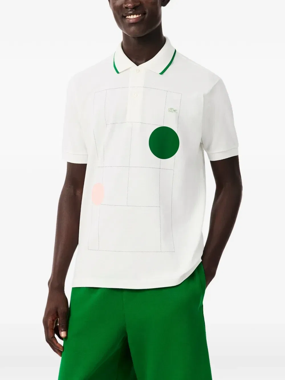 Поло с графическим принтом Lacoste, белый — фото 2