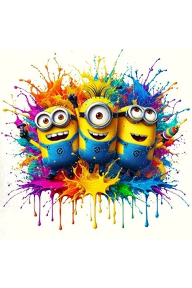 Детские свитшот для девочек с принтом Minions Printed Children's Hooded 3 Thread Raised Sedirli, Sax Blue — фото 4