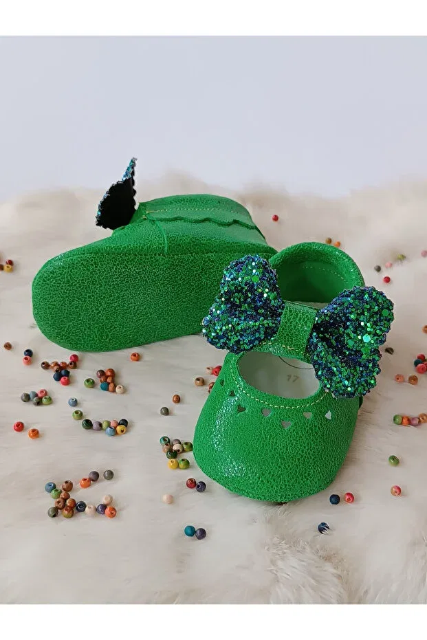 Детские ботинки-лоферы для девочек кожаные Alice green Hodore, Grass Green — фото 4