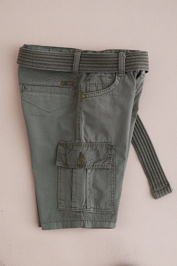 Детские шорты карго для мальчиков с поясом Beli Fulla Moda, Taupe — фото 3