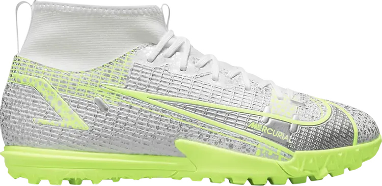 

Кроссовки Nike Mercurial Superfly 8 Academy TF GS 'Metallic Silver Volt', белый